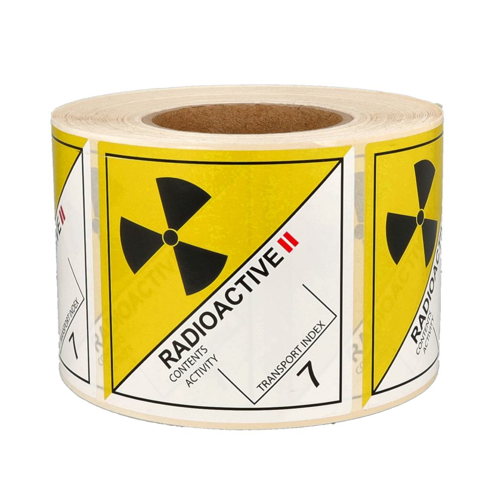 IMO 7.2 radioactive II label, 100mm x 100mm, 1.000 labels, core 76mm