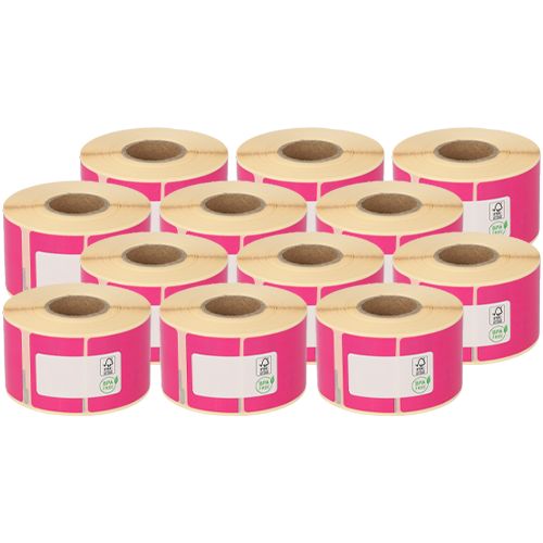 Dymo 99012 compatible labels, 36mm x 89mm, 260 labels, pink, permanent