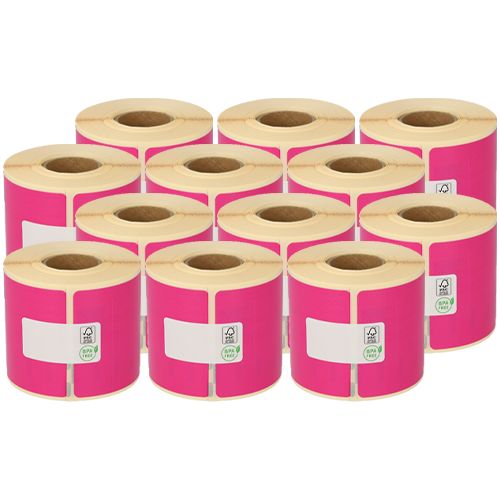 Dymo 99014 compatible labels, 54mm x 101mm, 220 labels, pink, permanent