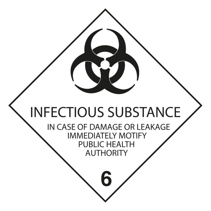 IMO 6.2 Infectious Substance Label, 100mm x 100mm, 1000 Labels, 76mm Core