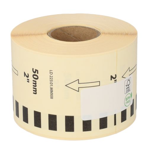 Brother DK-22223 compatible labels, 50mm x 30.48m, white, permanent