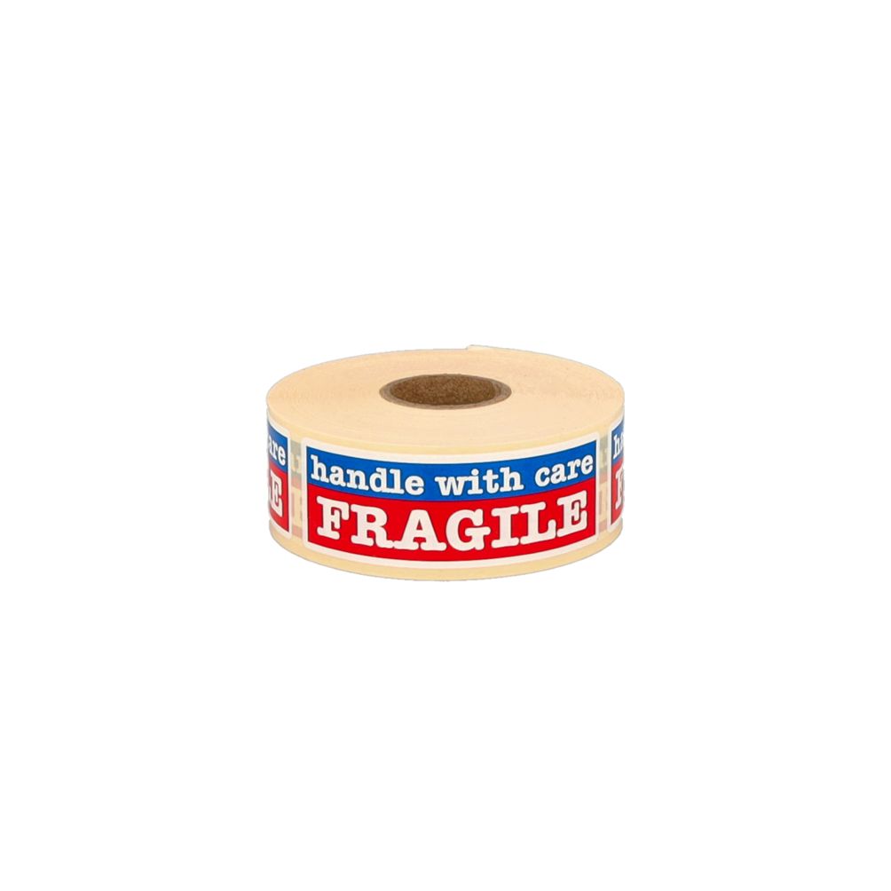 Label 'Handle with care', 25.4mm x 76.2mm, 500 labels, permanent adhesive