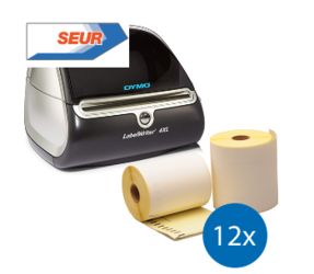 Seur paquete de inicio: Dymo LW 4XL + 12 rollos de etiquetas compatibles Dymo S0904980