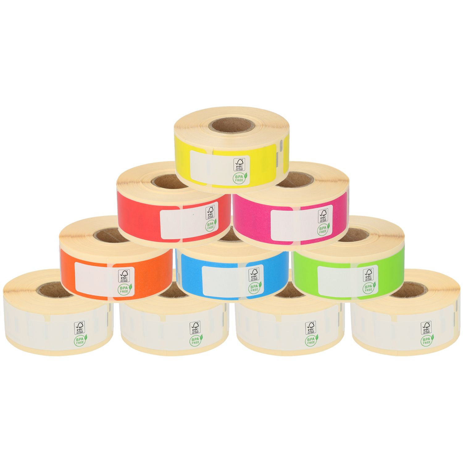 Dymo 11352 Rainbow Package | 25mm x 54mm, 6 colours + 4 white compatible rolls