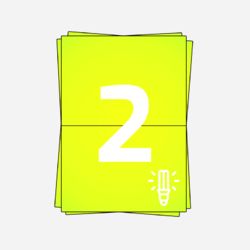 A4 Sheet Labels, 210mm x 148mm, 2 Per Sheet, Fluorescent Yellow, Permanent