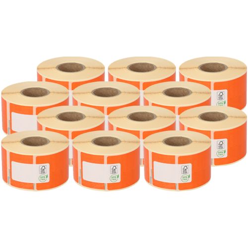 Dymo 99012 compatible labels, 36mm x 89mm, 260 labels, orange, permanent