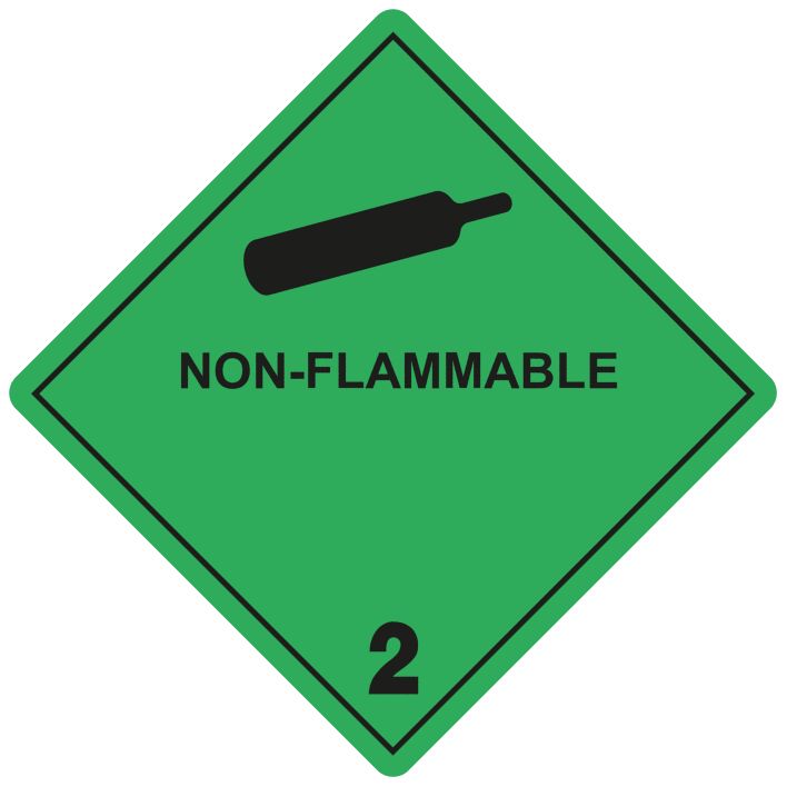 IATA 2.2 non flammable gas label, 100mm x 100mm, 1.000 labels, core 76mm