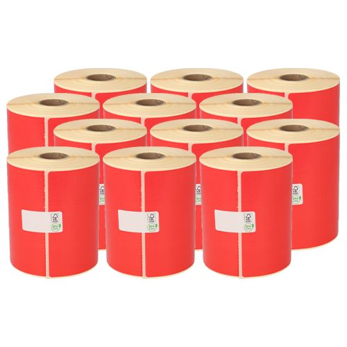 Thermal Shipping Labels, 102mm x 150mm, 280 labels, 25mm core, red, permanent