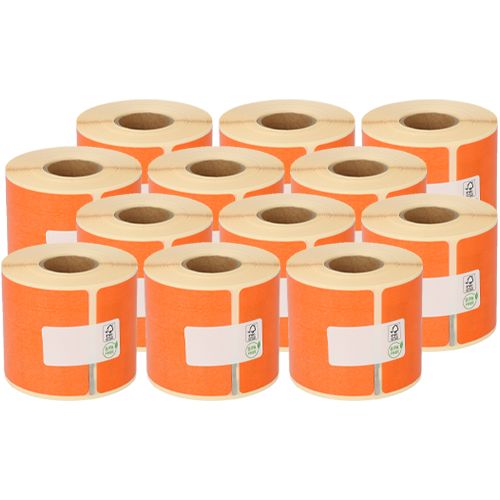 Dymo 99014 compatible labels, 54mm x 101mm, 220 labels, orange, permanent