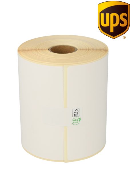 Zebra compatible UPS shipping labels, 102mm x 150mm, 300 labels, 25mm core, white, permanent