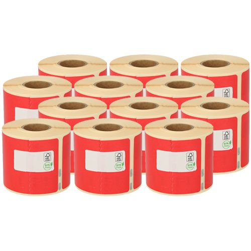 Dymo 99014 compatible labels, 54mm x 101mm, 220 labels, red, permanent