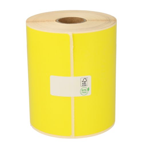 Zebra (800264-605) compatible labels, 102mm x 150mm, 280 labels, 25mm core, yellow, permanent