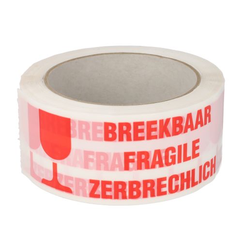 Fragile tape White/Red 50mm x 66 meter