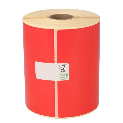 Thermal Shipping Labels, 102mm x 150mm, 280 labels, 25mm core, red, permanent