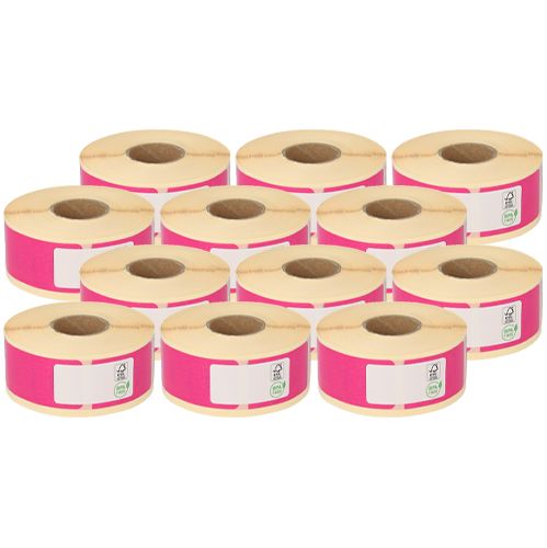 Dymo 11352 Compatible Labels, 25mm x 54mm, 500 Labels, Pink, Permanent