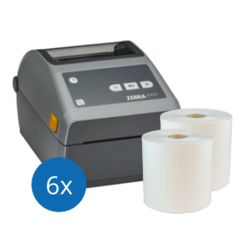 Starters Package: Zebra ZD621 Printer + 6 Linerless Label Rolls: 100mm x 90meters