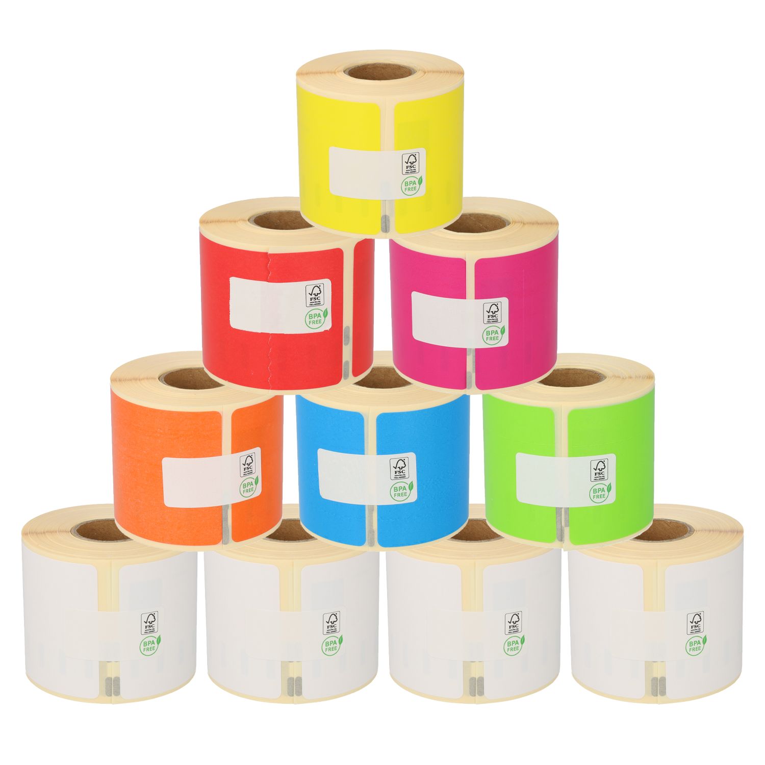 Dymo 99014 Rainbow Package | 54mm x 101mm, 6 colours + 4 white compatible rolls