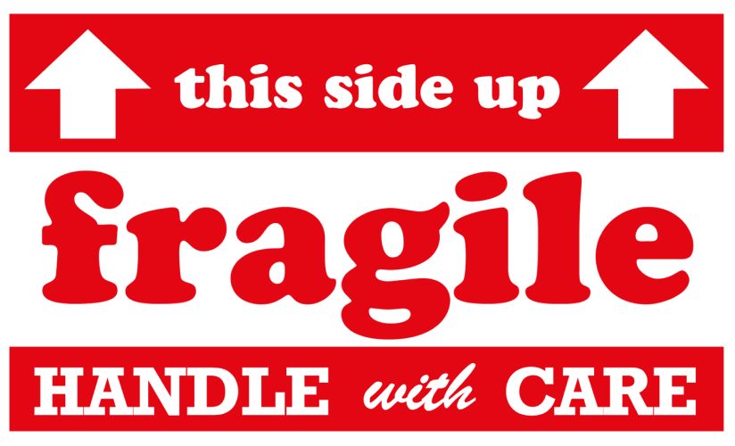 Label Fragile, 127mm x 76.2mm, 200 Labels, Permanent adhesive