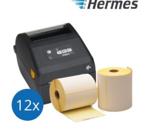 Hermes Starter Package | Zebra ZD421D Ethernet printer + 12 Zebra compatible label rolls, 102mm x 210mm