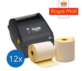 Royal Mail Starter Package | Zebra ZD421D Ethernet printer + 12 rolls Zebra compatible labels 102mm x 150mm (4' x 6')