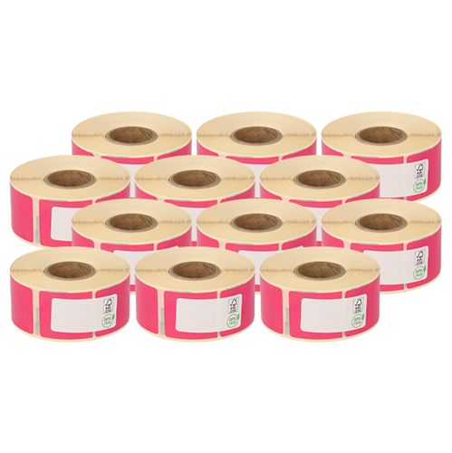 Dymo 99010 compatible labels, 28mm x 89mm, 260 labels, pink, permanent