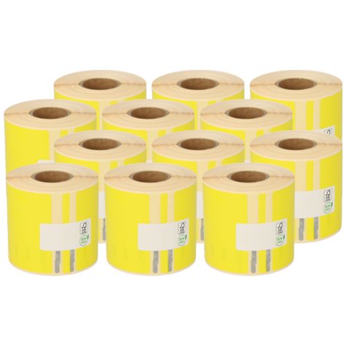 Dymo 99019 compatible labels, 190mm x 59mm, 110 labels, yellow, permanent