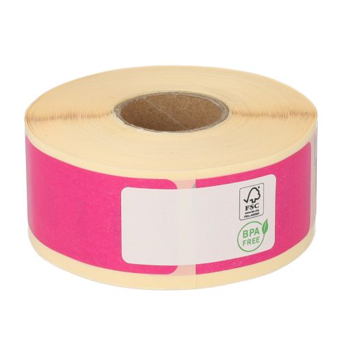 Dymo 11352 Compatible Labels, 25mm x 54mm, 500 Labels, Pink, Permanent