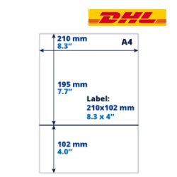 Lista de empaque/etiqueta de devolución A4 DHL, 102mm x 210mm, 500 hojas